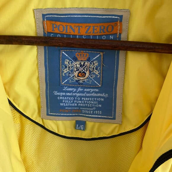 Point Zero Windbreaker Men Women Jacket Yellow/Black Pockets Zipper Hood Size L - Picture 6 of 9